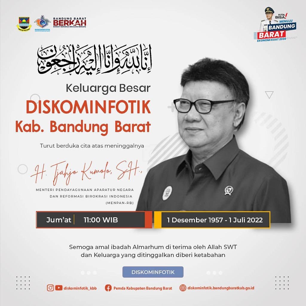 Keluarga DPMPTSP Kabupaten Bandung Barat Turut Berduka Cita atas meninggalnya MenpanRB