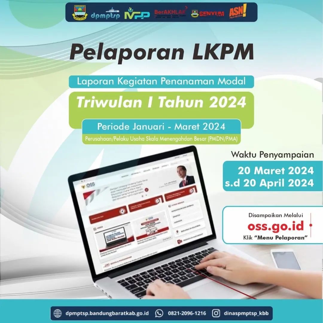 >Penyampaian LKPM periode Triwulan I Tahun 2024 dapat dilakukan mulai tanggal *20 Maret sampai dengan tanggal 20 April 2024*.