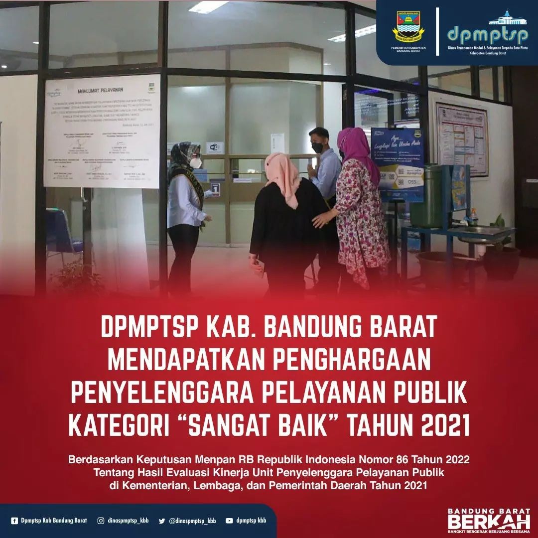 >DPMPTSP Kab. Bandung Barat mendapatkan penghargaan penyelenggara pelayanan publik kategori 